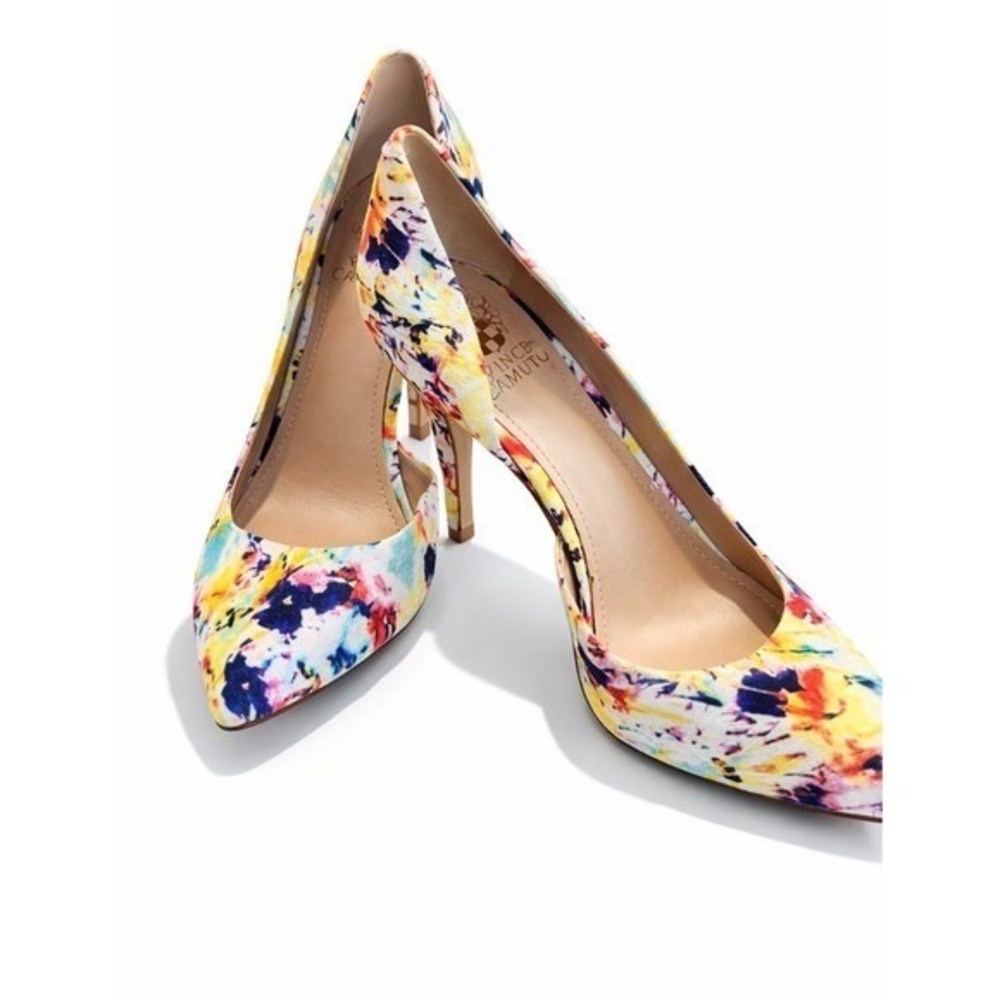 Vince Camuto Women Kentucky Derby Dorsey Heels Multi Color Floral Print Size 7